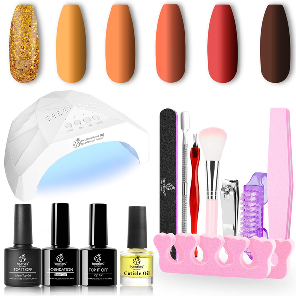 Nails Beetles 6 Colors Home DIY Gel Nail Polish Starter Kit 18