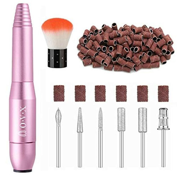 Nails Portable Electric Nail Drill OVX Machine Professional 20000 RPM Manicure (Pink)
