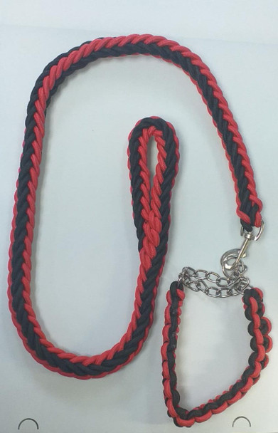 DOG COLLAR  PLAITED ROPE TYPE WITH LEASH 4FT