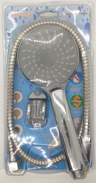 SHOWER HAND HELD WITH HOSE CHROME GREY SHOWER FACE