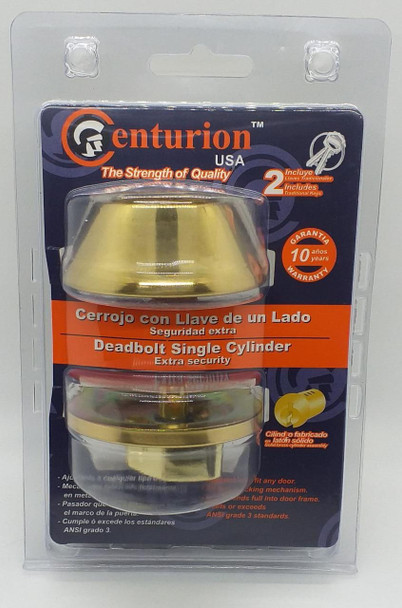 LOCK DEADBOLT CENTURION SINGLE ID101PB GOLD