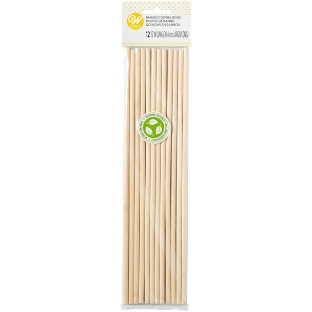 BAKING WILTON BAMBOO DOWEL RODS 12PCS PACK 12" LONG 30.4CM 399-1010