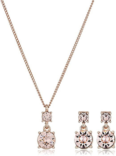 Jewelry Fashion NINE WEST Women's Box Rose Gold Tone Silk Necklace Ear Set, One Size