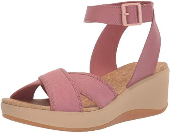 Footwear Clarks Women's Step Cali Coast Wedge Sandal Mauve Canvas
