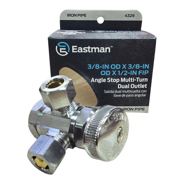 ANGLE VALVE EASTMAN 3 WAY 1/2" X 3/8" X 3/8" 04326