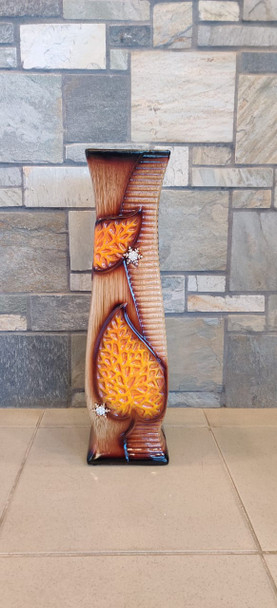 VASE 24" EQ100 LIGHT BROWN, DARK BROWN & YELLOW