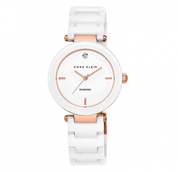 Watch Anne Klein Women's 1018RGWT Ceramic and Rose Gold-tone Stainless Steel White Dial