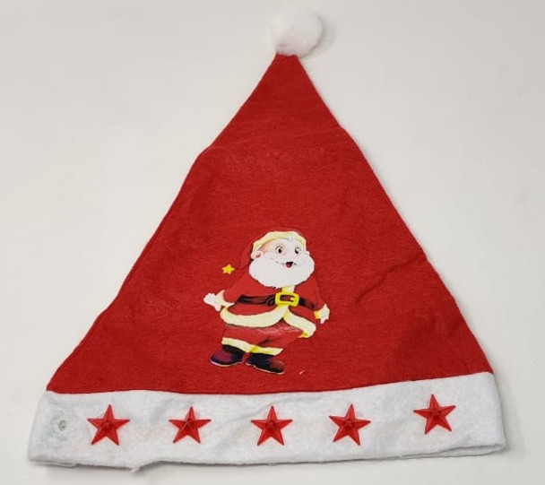 Christmas Decorations Santa Hat Red & White With Lighted Stars TM319