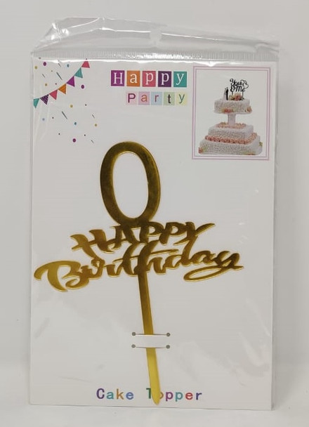 PARTY CAKE TOPPER HAPPY BIRTHDAY WITH NUMBERS 0-9 GOLD 870