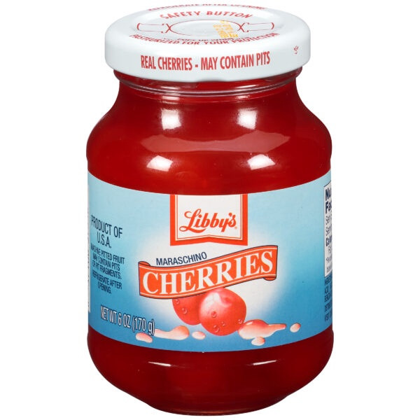 LIBBY'S MARASCHINO CHERRIES WITHOUT STEMS 6oz 170g
