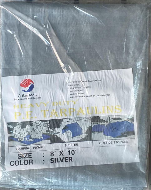 TARPAULIN SILVER 8'X 10' ATLAS