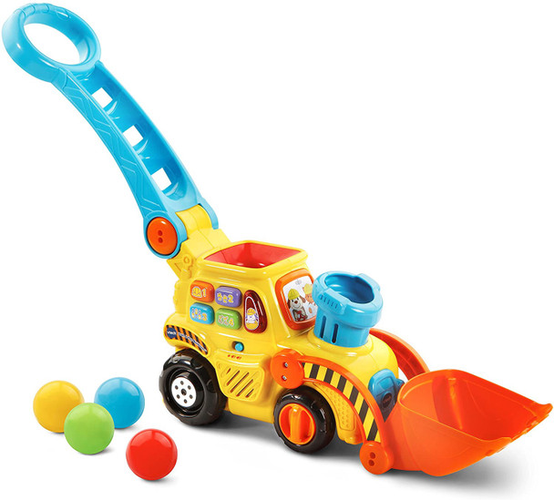 Toy VTech Pop-a-Balls Push & Pop Bulldozer, Yellow