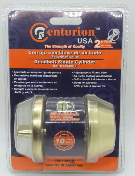 LOCK DEADBOLT CENTURION SINGLE D101PB GOLD