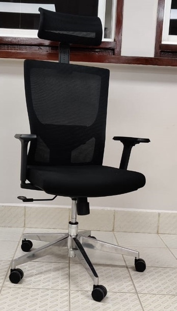 CHAIR OFFICE BLACK WITH HEAD REST H-008A