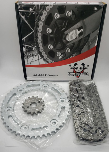 M/CYCLE SPROCKET/CHAIN SET NXR125 48T 15T 428H 128L SUPER PANDA