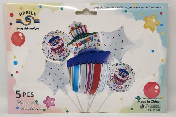 PARTY BALLOONS 5pcs Pack Happy Birthday LS521 TZ-S5001