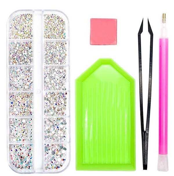 Nails 2320 pieces Rhinestones Flat Back Storage Organizer Box Picker Pencil Tweezers