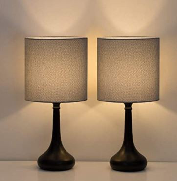 Table Lamp HAITRAL Small Set of 2 Modern  Black Office/Bedroom/Living Room (HT-TH85-02X2)