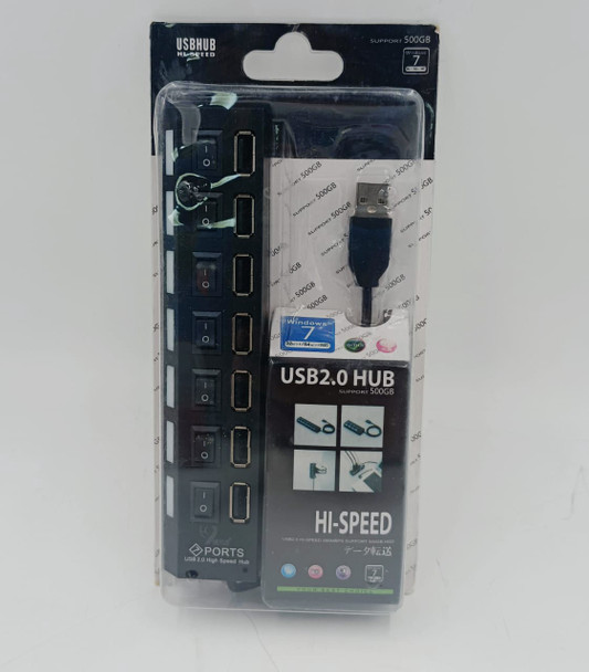 COMPUTER USB HUB 7 PORT WITH SWITCH USB 2.0 HUB HI SPEED 500GB HEYU