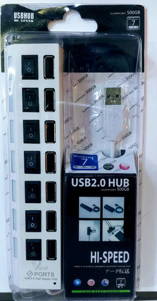 COMPUTER HUB 7 PORT WITH SWITCH USB 2.0 HUB HI SPEED 500GB HEYU
