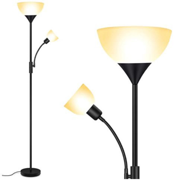 Floor Lamp BoostArea 9W LED Torchiere Floor Lamp with 4W Adjustable Reading Lamp