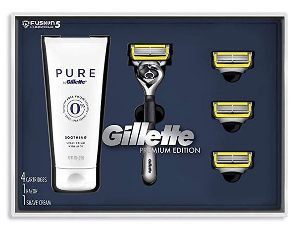 Gift Set Men Gillette Fusion Proglide 4 Fusion Blade Refills,1 Razor Handle & Shaving Cream