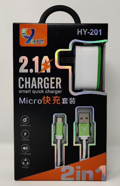 CHARGER USB ADAPTOR HEYU HY-201 2.1A 2in1 WITH CABLE MICRO