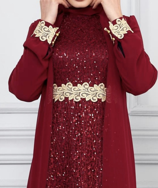 Dress Evening Gown Selvinur Plus size Burgandy lace chiffon