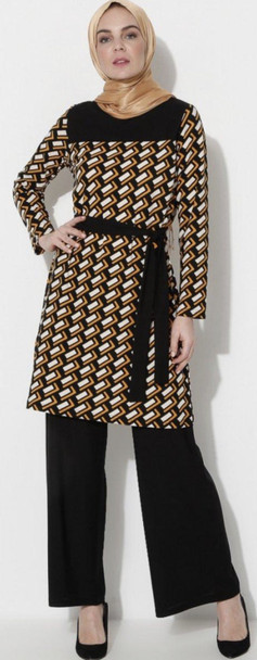 Pants suit set Cazibe Black, mustard