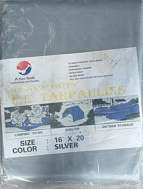 TARPAULIN SILVER 16'X 20' ATLAS