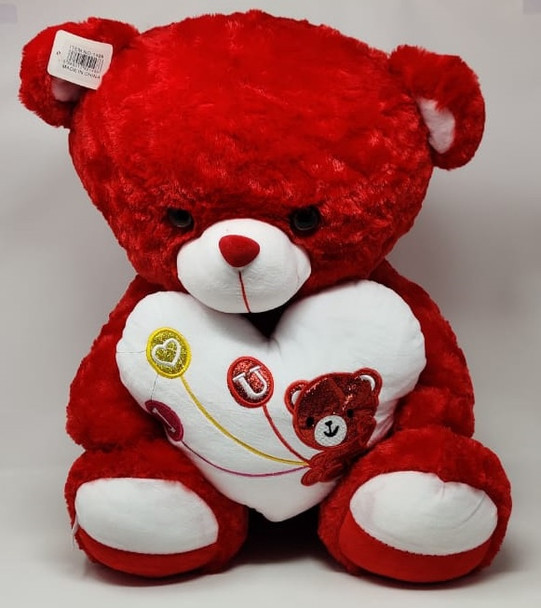 PLUSH TEDDY BEAR 148 RED WITH HEART