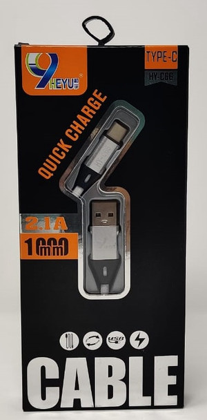 CABLE USB HEYU HY-C66 2.1A TYPE-C 1000MM