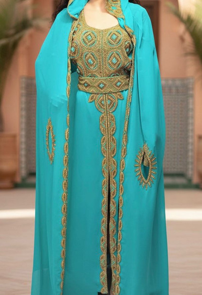 Gown Beaded Embellished with Hood
