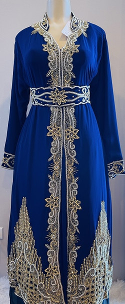 Gown Beaded Navy gold and pearl bead with band