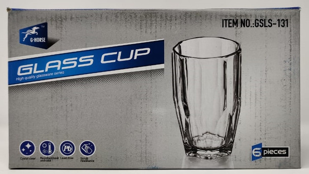 GLASS CUP SET 6PCS CLEAR G-HORSE GLASS-23 GSLS-131