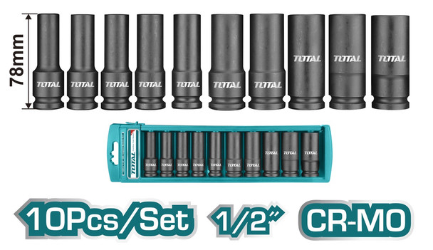 SOCKET SET 10PCS 1/2 TOTAL THKISD12102L