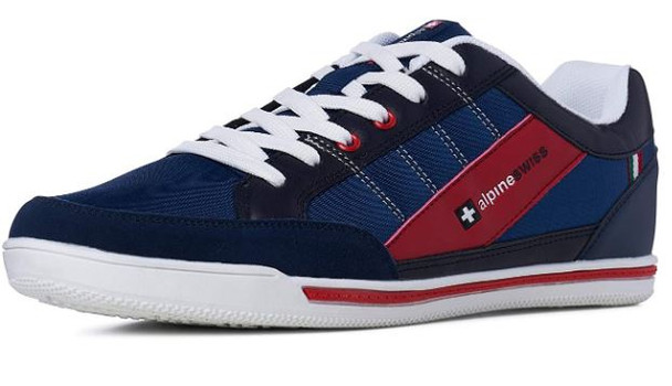 Footwear Alpine Swiss Mens Stefan Suede Trim Navy Sneakers