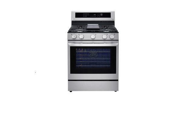 STOVE 5 BURNER LG 30" LRGL5825F WITH AIR FRYER SMART WIFI TRUE CONVECTION EASY CLEAN WITH PLATE-GRIDDLE