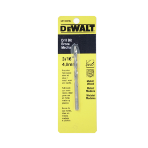 DRILL BIT METAL 3/16" DEWALT DW130316C