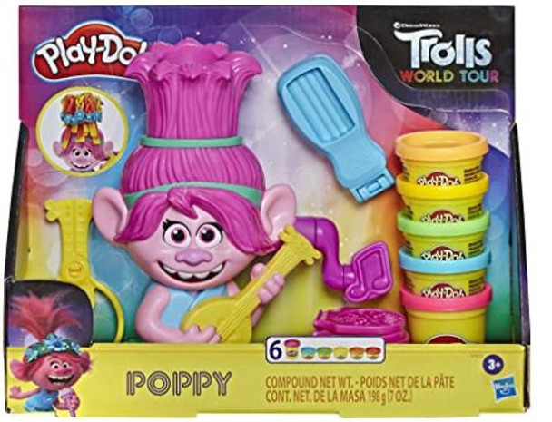 Toy Play-Doh Trolls World Tour Rainbow Hair Poppy Styling  with 6 Non-Toxic Colors