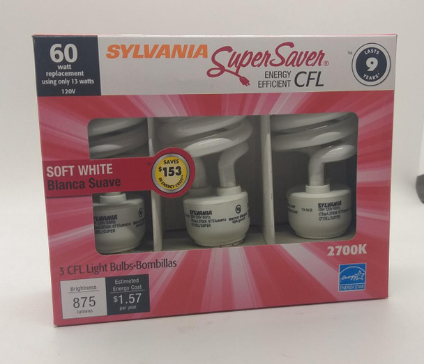 BULB ENERGY SYLVANIA 13W 110V CFL SOFT WHITE CF13EL SOLD EACH