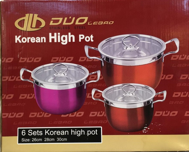 POT SET 3PCS DLB0406 WITH COVER KOREAN HIGH DUO