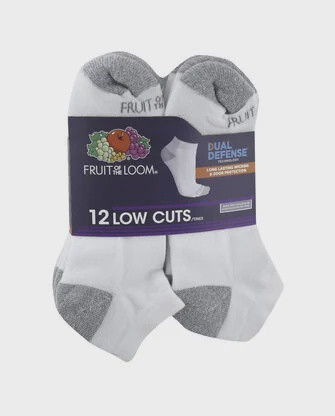 Men Socks Fruit of the Loom Low Cut 12 pack Dual Defence - A. Ally & Sons