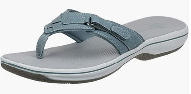 Footwear Women Clarks Flip Flop Breeze Sea Blue - A. Ally & Sons