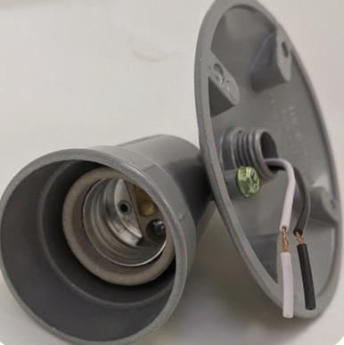 SOCKET WEATHERPROOF SCREW ANGLE GREY WIDE BASE E32515G - A. Ally & Sons