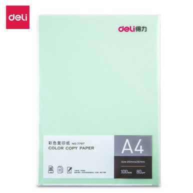 STATIONERY PAPER COLOR COPY DELI 7757 A4 80G LIGHT GREEN 100 SHEET PACK ...