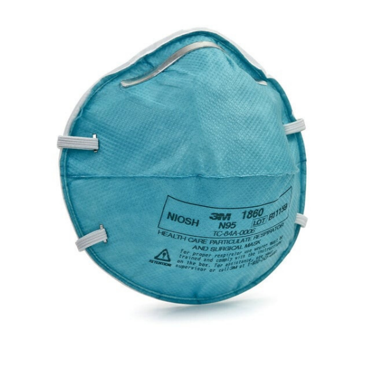 3M 1860 Regular Particulate Respirator, Cone Molded