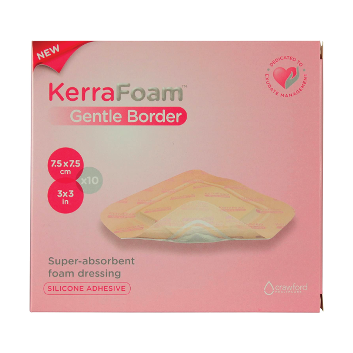 3M Kci Kerrafoam Gentle Border Absorbent Dressing