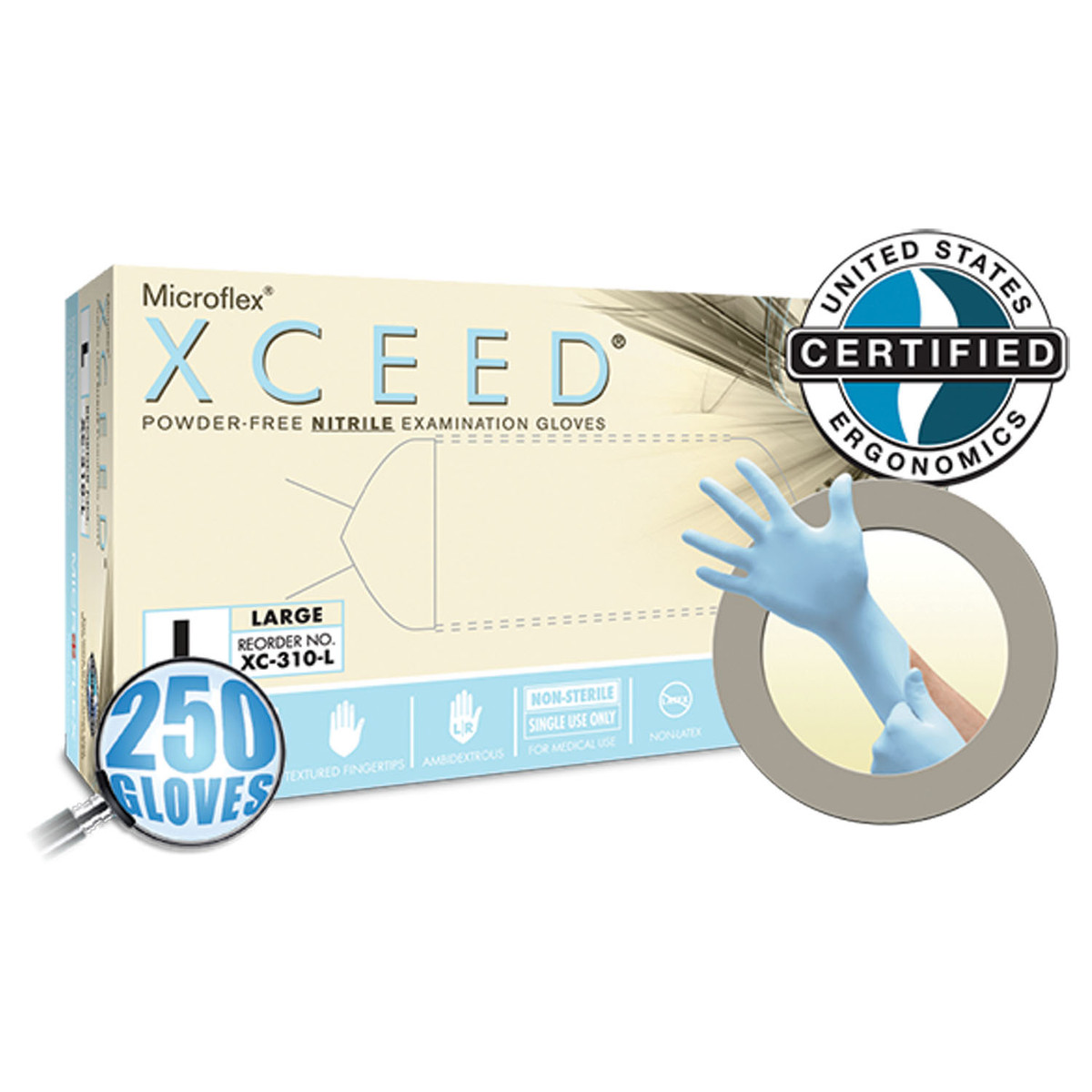 Ansell Microflex Xceed« Powder-Free Nitrile Exam Gloves (10111_XC-310-XS)