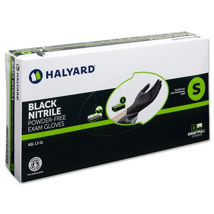 Halyard Protective Black Nitrile Exam Gloves